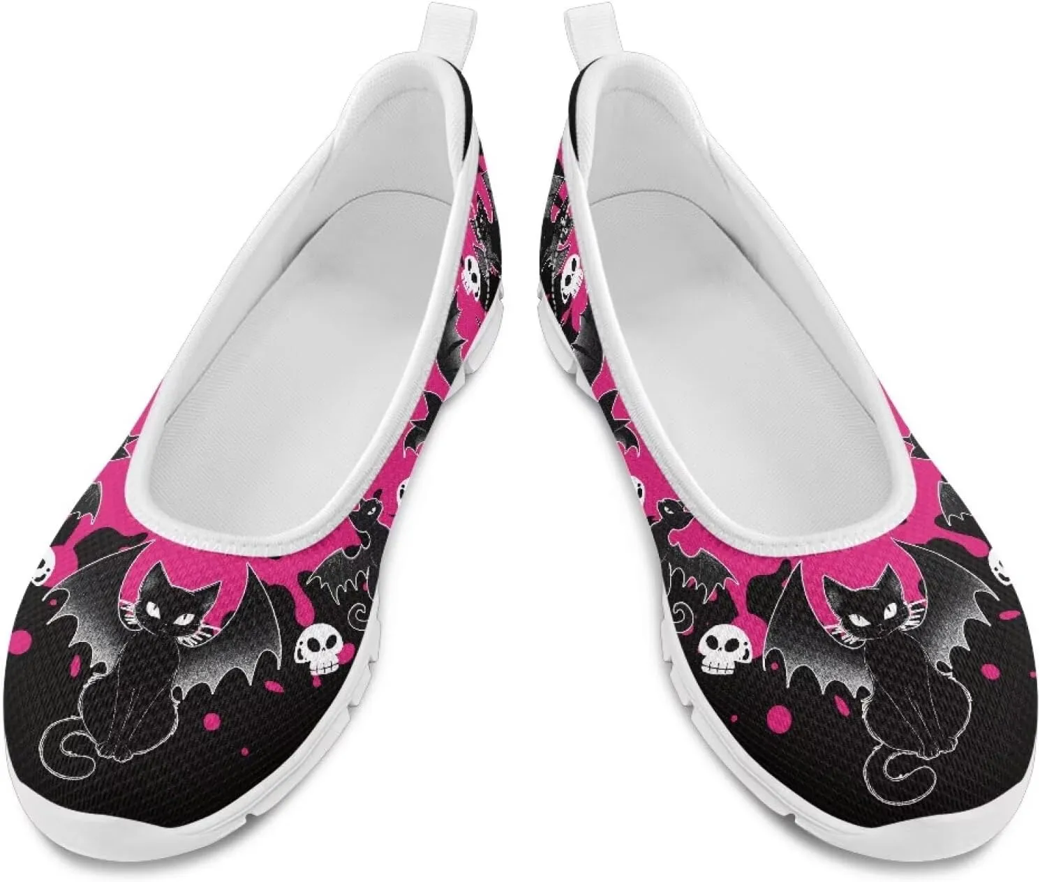 Women's Mesh Slip On Shoes Dress Flat Shoes Round Toe Walking Flats Shoes Comfort Lightweight Casual Sneakers White Sole Size 6-11