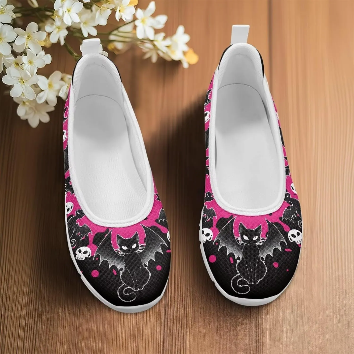 Women's Mesh Slip On Shoes Dress Flat Shoes Round Toe Walking Flats Shoes Comfort Lightweight Casual Sneakers White Sole Size 6-11