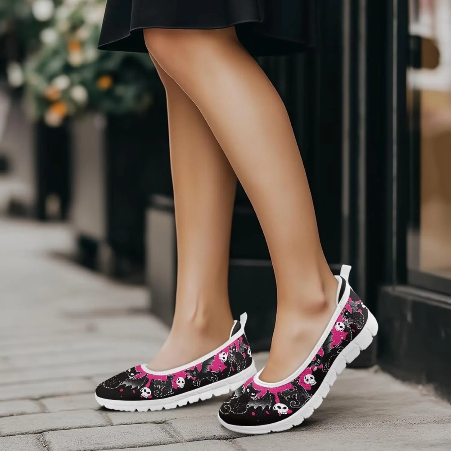 Women's Mesh Slip On Shoes Dress Flat Shoes Round Toe Walking Flats Shoes Comfort Lightweight Casual Sneakers White Sole Size 6-11