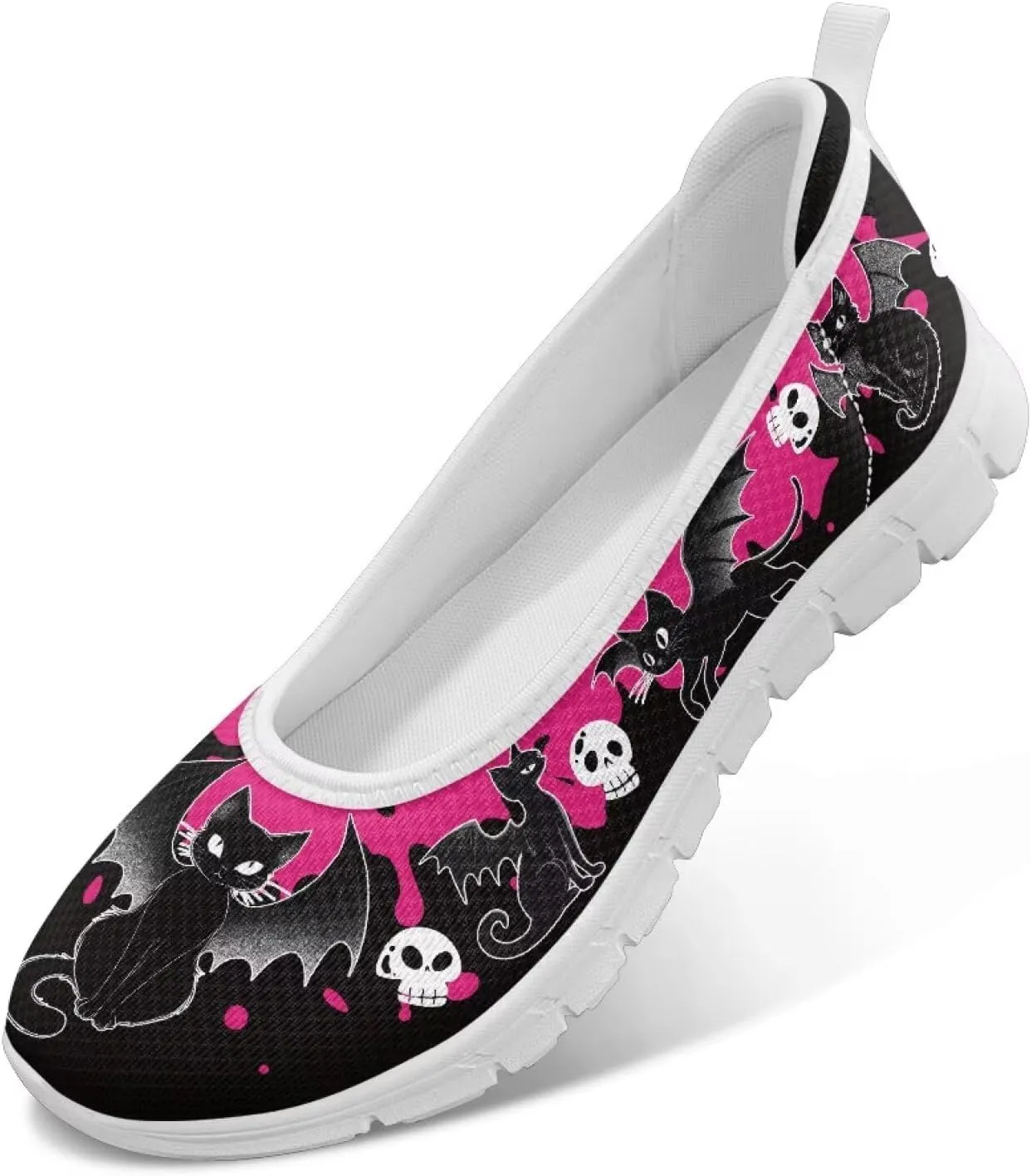 Women's Mesh Slip On Shoes Dress Flat Shoes Round Toe Walking Flats Shoes Comfort Lightweight Casual Sneakers White Sole Size 6-11