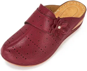 Women's Mules Casual Summer Hollow Out Slip On Sandals Vintage Wide Width Lightweight Clogs for Women Soft Leather Wedge Sandals Indoor Outdoor for Summer