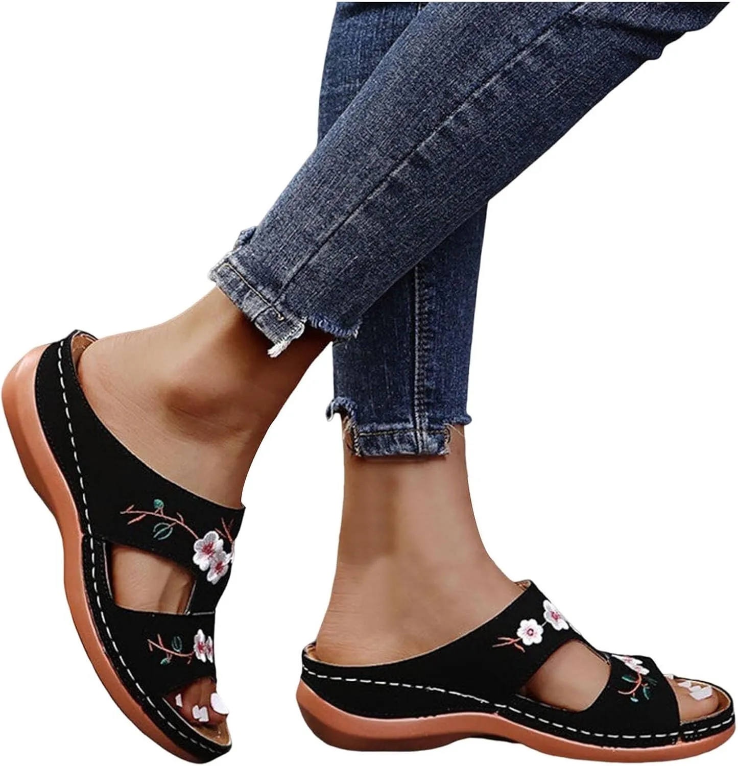 Women's Orthopedic Dressy Summer Comfort Flip Flops Wedge Sandals with Arch Support