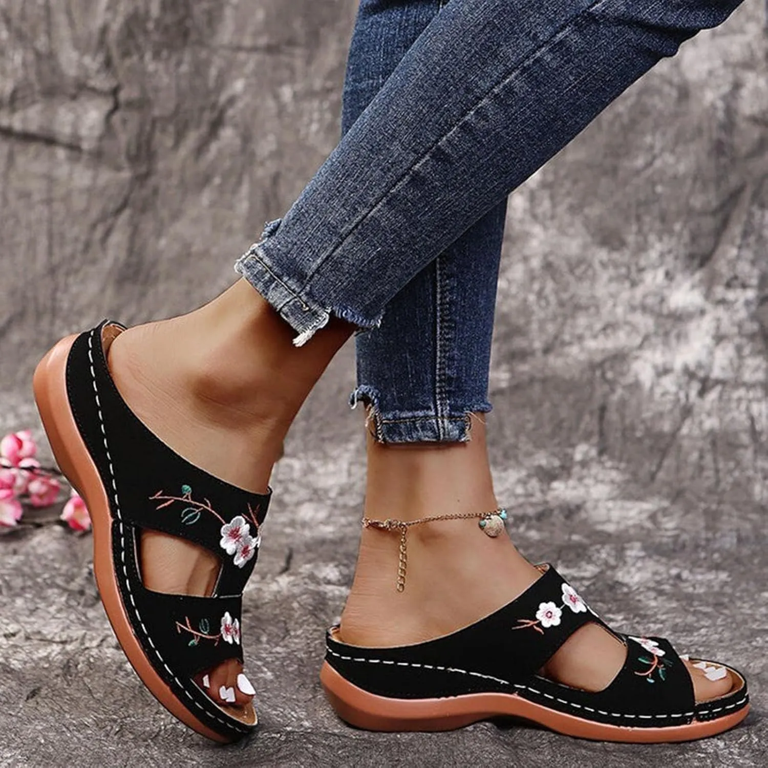 Women's Orthopedic Dressy Summer Comfort Flip Flops Wedge Sandals with Arch Support