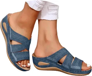 Women's Orthopedic Dressy Summer Comfort Flip Flops Wedge Sandals with Arch Support
