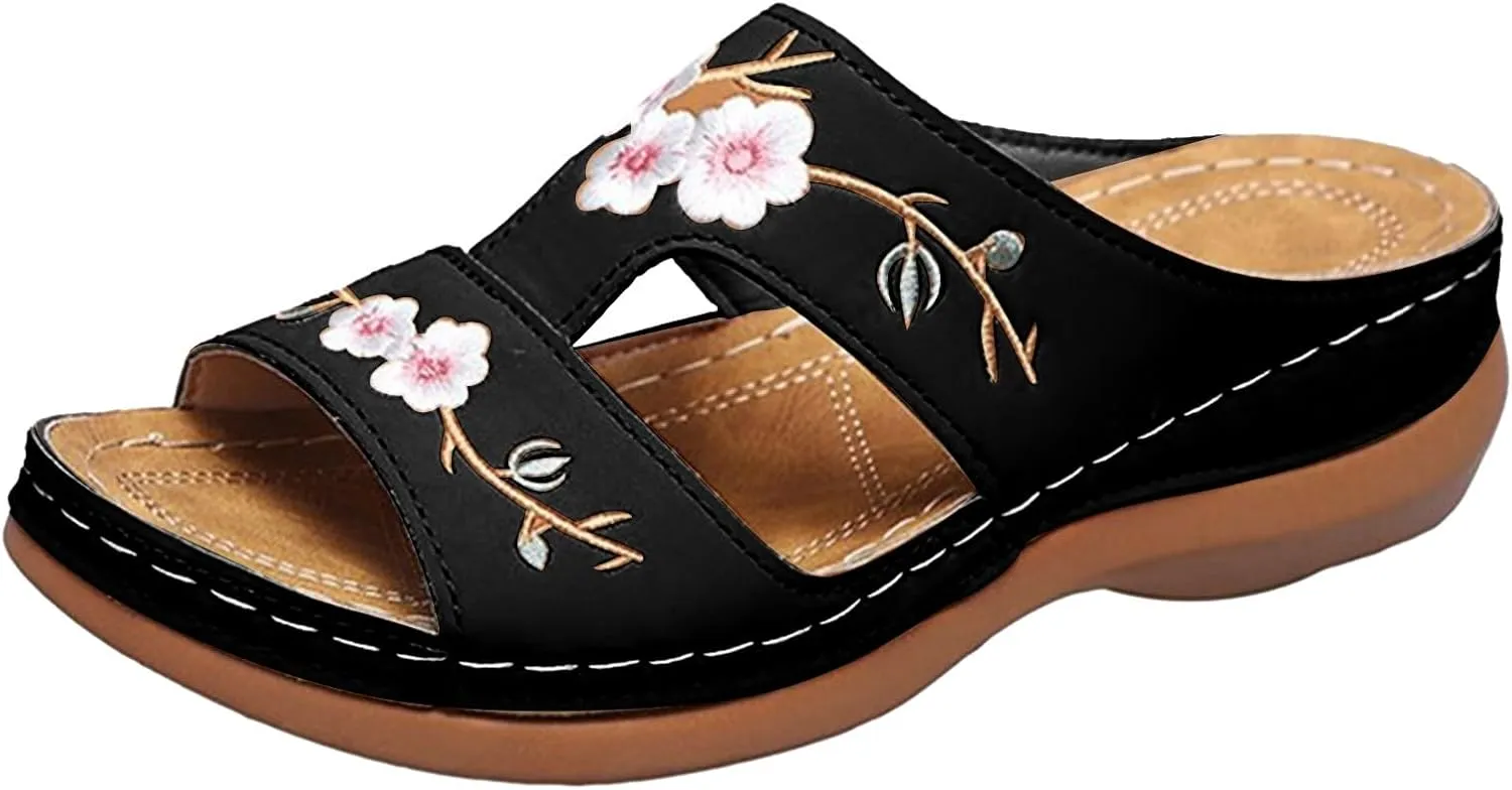 Women's Orthopedic Dressy Summer Comfort Flip Flops Wedge Sandals with Arch Support