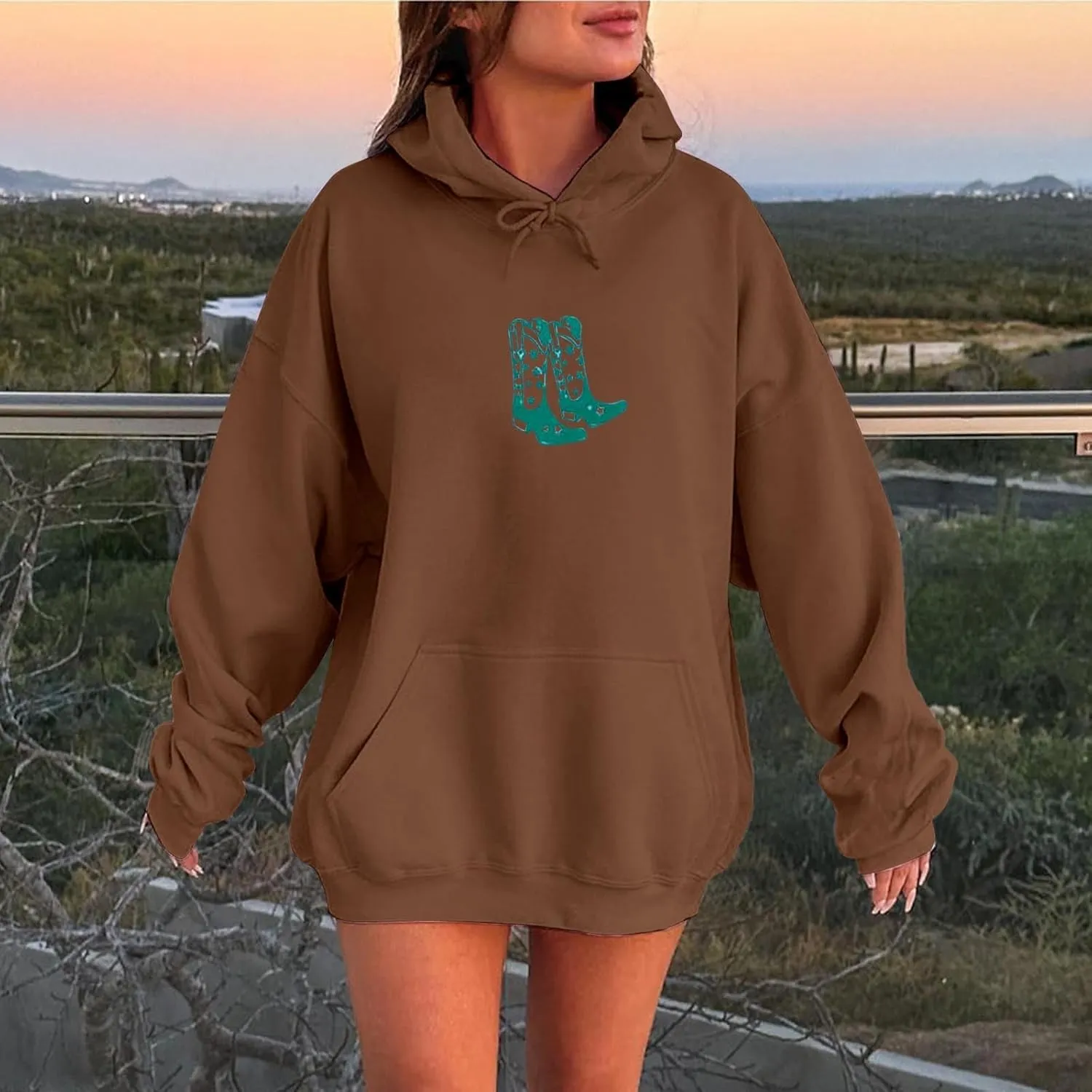 Women's Oversized Hoodie Slogan Letter Graphic Long Sleeve Preppy Sweatshirt Aesthetic Pullover with Pockets