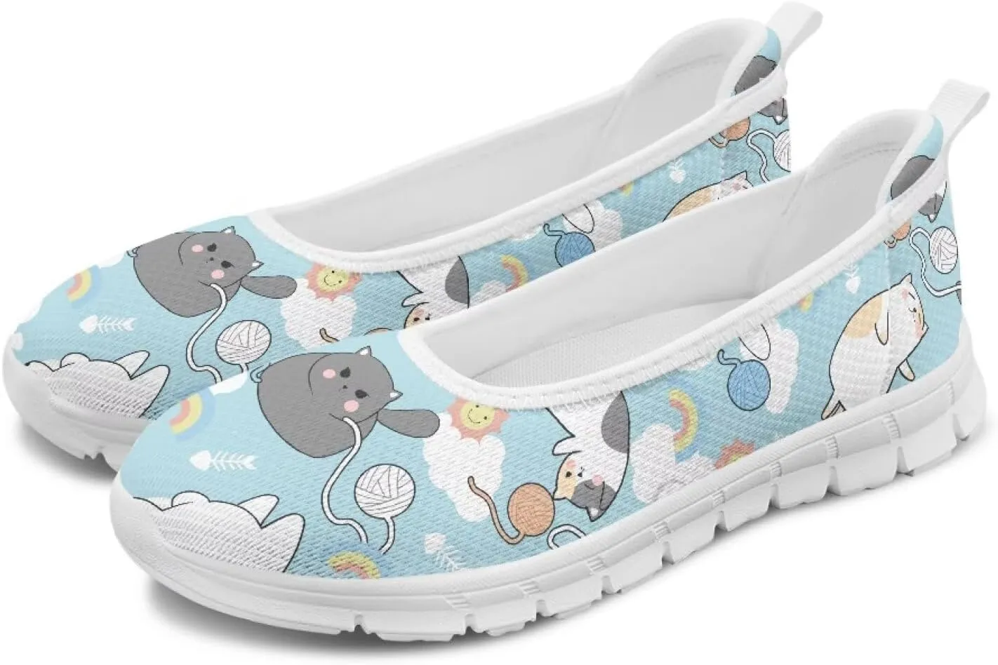 Women's Slip On Shoes Mesh Walking Flats Shoes Comfort Lightweight Casual Sneakers for Travel Date & Party White Sole Size 6-11