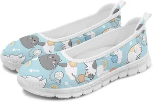 Women's Slip On Shoes Mesh Walking Flats Shoes Comfort Lightweight Casual Sneakers for Travel Date & Party White Sole Size 6-11
