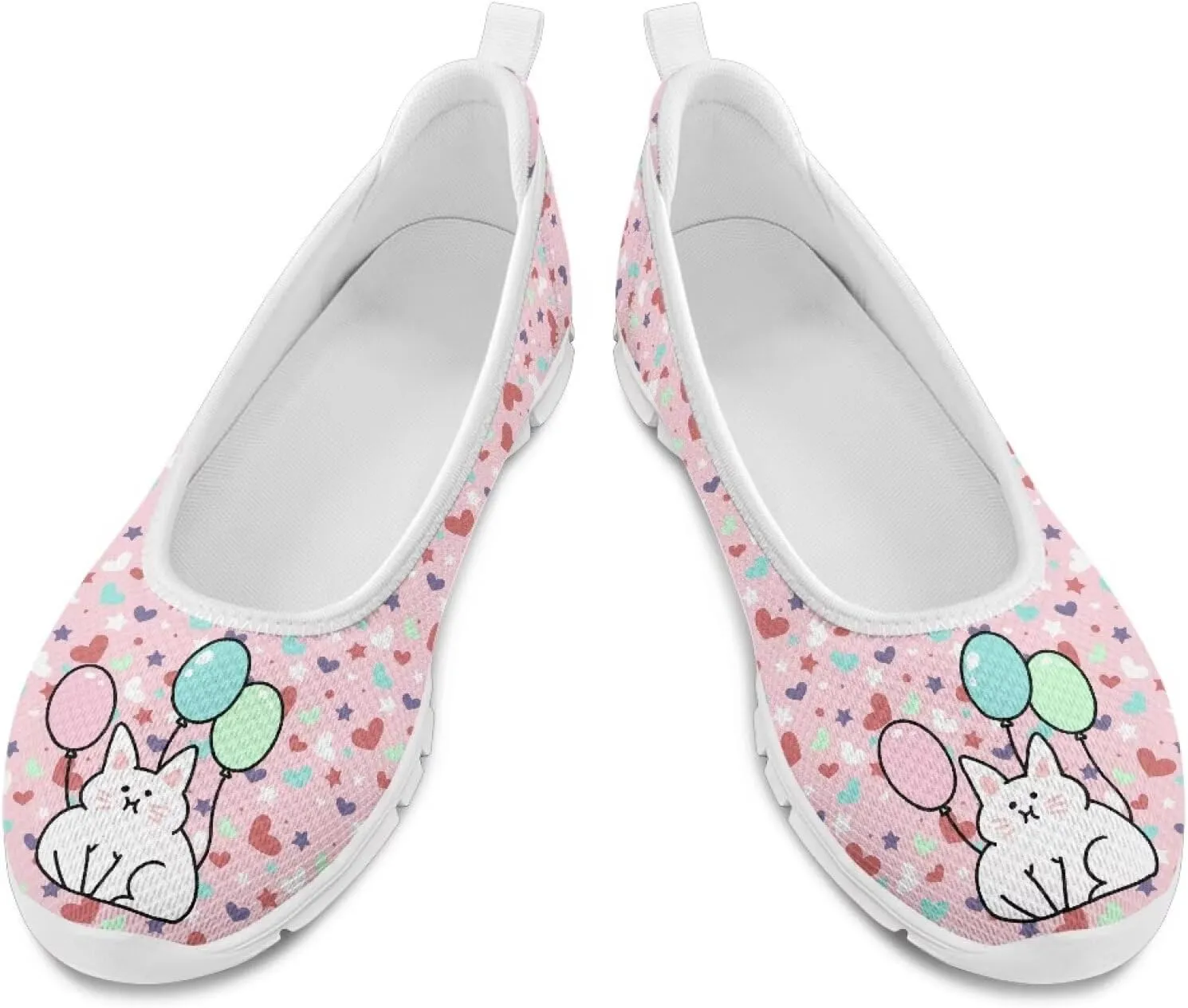 Women's Slip On Shoes Mesh Walking Flats Shoes Comfort Lightweight Casual Sneakers for Travel Date & Party White Sole Size 6-11