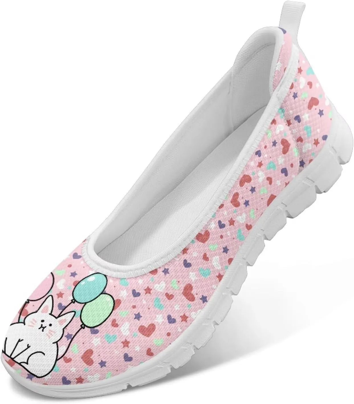 Women's Slip On Shoes Mesh Walking Flats Shoes Comfort Lightweight Casual Sneakers for Travel Date & Party White Sole Size 6-11