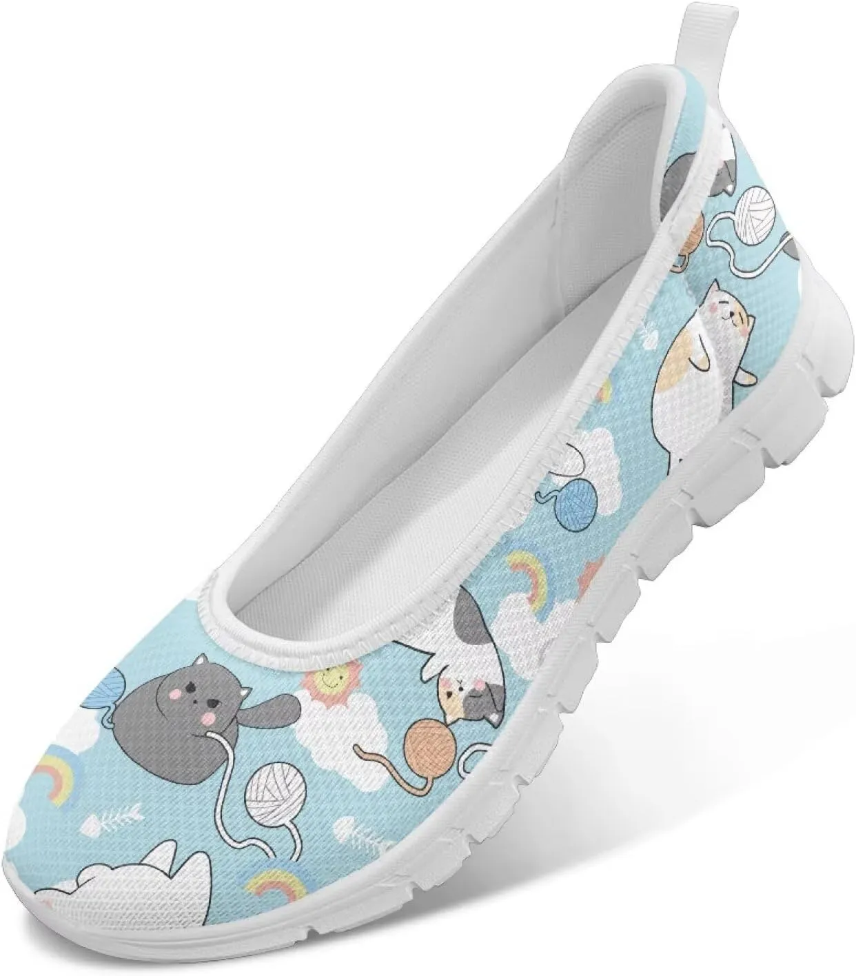 Women's Slip On Shoes Mesh Walking Flats Shoes Comfort Lightweight Casual Sneakers for Travel Date & Party White Sole Size 6-11