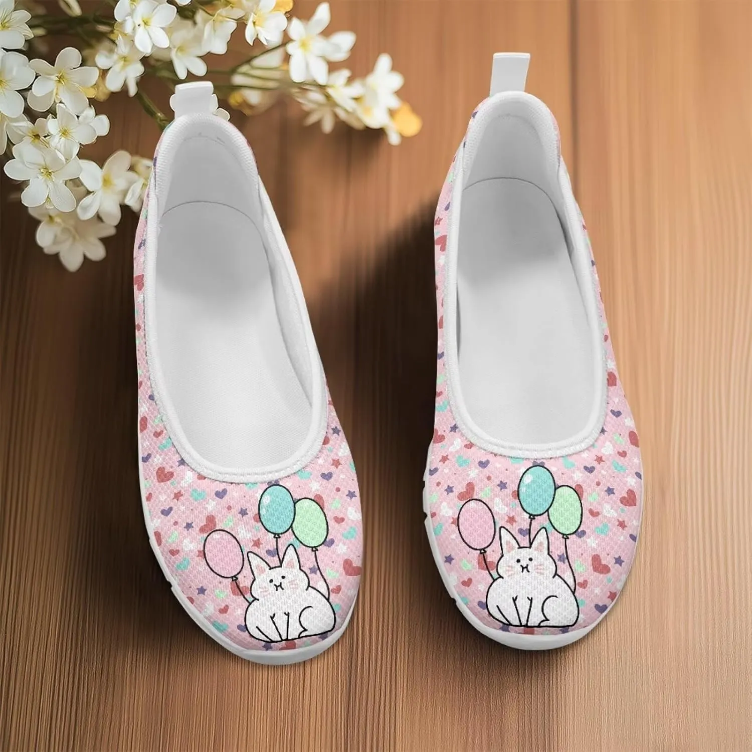 Women's Slip On Shoes Mesh Walking Flats Shoes Comfort Lightweight Casual Sneakers for Travel Date & Party White Sole Size 6-11