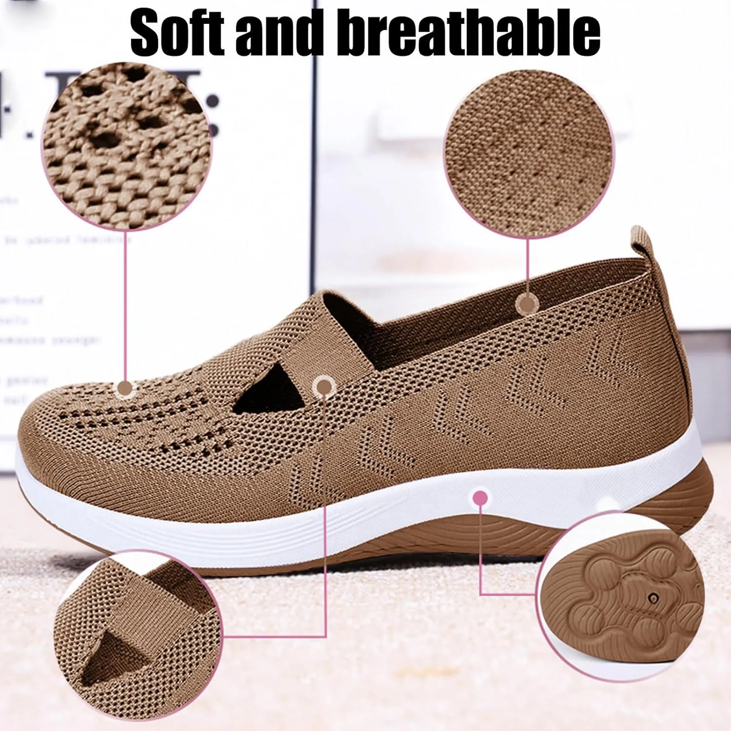 Women's Woven Orthopedic Breathable Soft Shoes Go Walk Slip on Shoes Diabetic Foam Shoes Hands Free Slip on Sneakers with Arch Support for Women